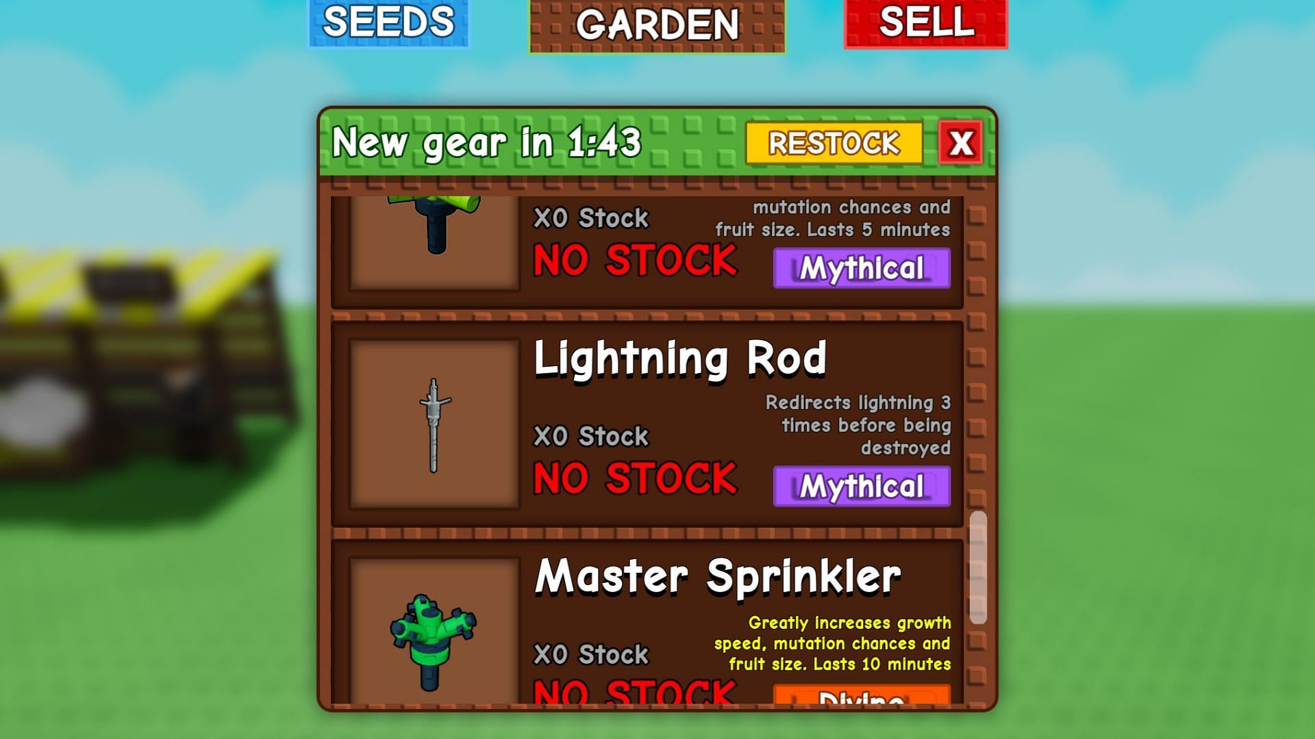 The Lightning Rod is often out of stock (Image via Roblox)